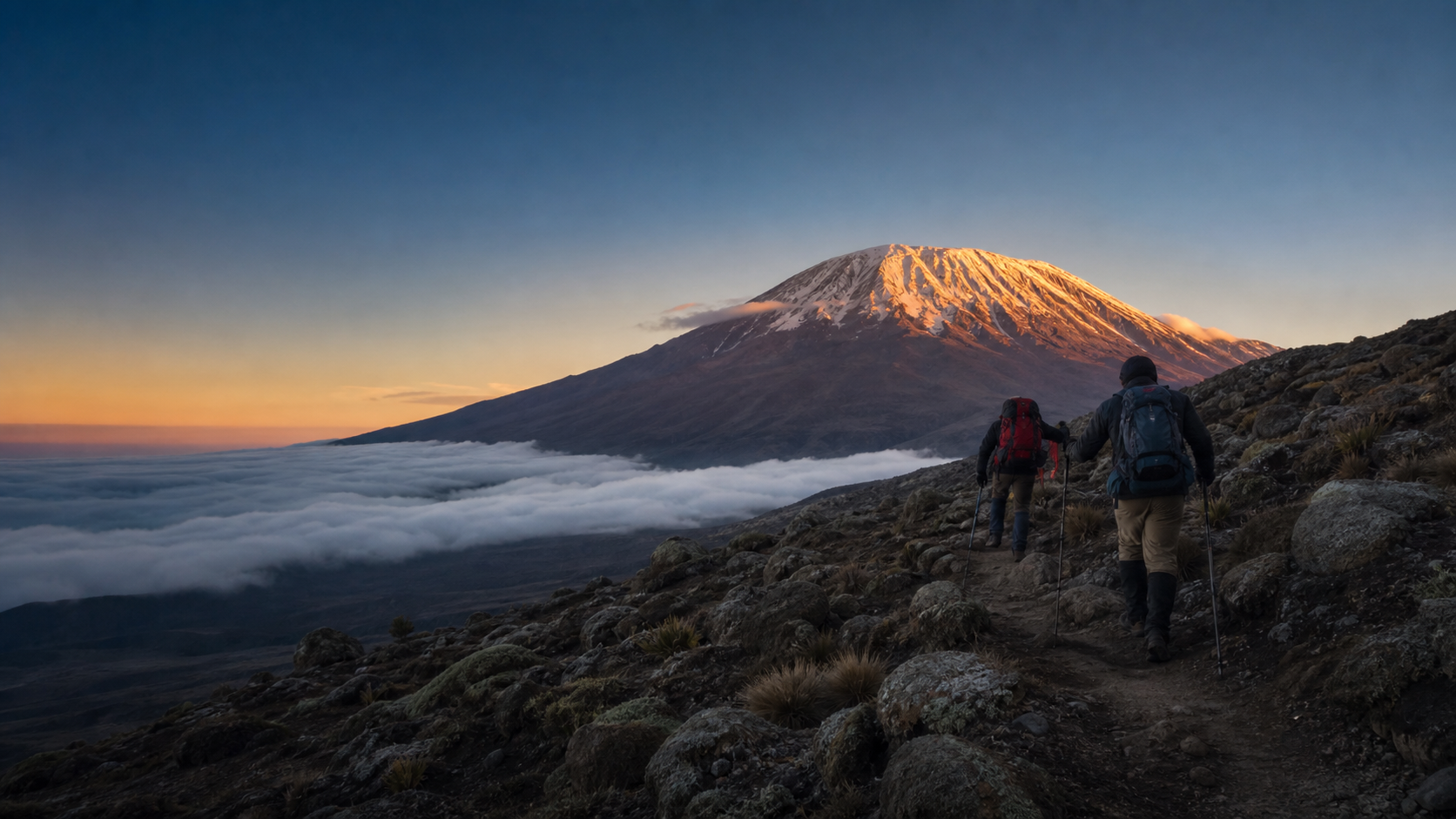 Elephants beneath Mount Kilimanjaro in East Africa